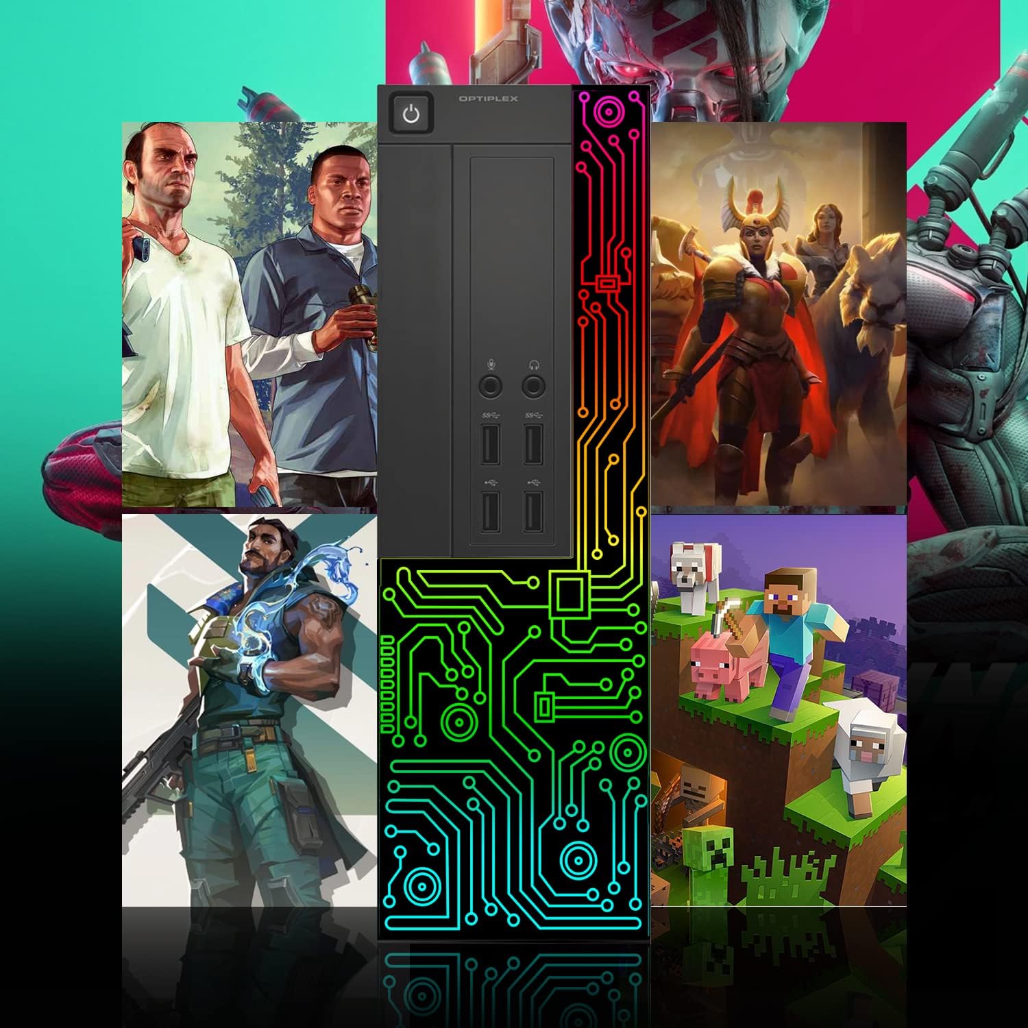 Dell Gaming OptiPlex Desktop RGB Computer PC, Intel Core i7, GeForce GT 1030 2GB GDDR5, 16GB RAM, 512GB SSD, 24 Inch HDMI Monitor, Keyboard Mouse and Headset, WiFi, Windows 11 Pro (Renewed)