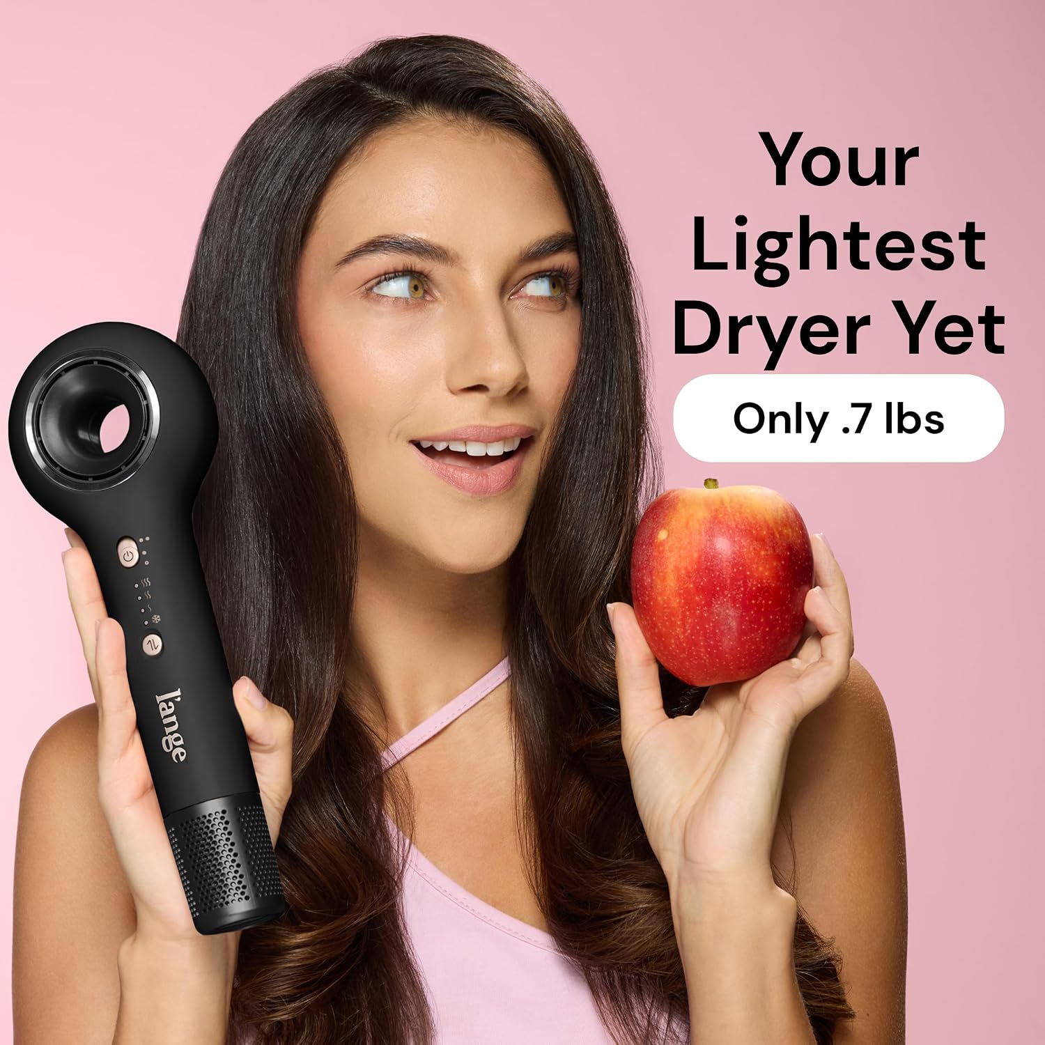 L'ANGE HAIR Axia HaloRing Ionic Hair Dryer | High Speed Professional Blow Dryer for Smooth, Frizz-Free Styles | Lightweight Brushless Motor with Concentrator & Wall Mount | 4 Heat Settings | Black