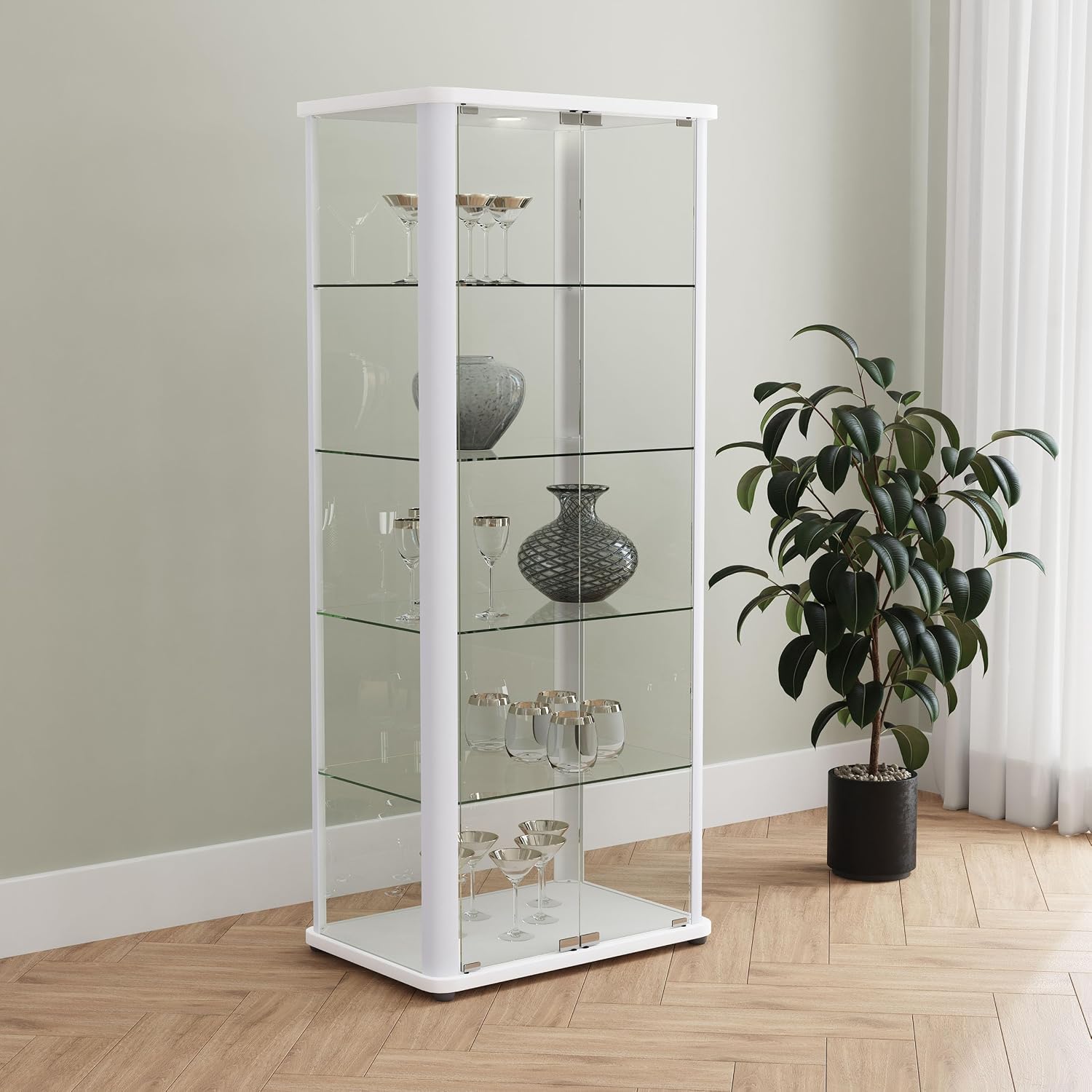 Coaster Home Furnishings Aero 5-Shelf Display Curio Cabinet with LED Lighting White 950399