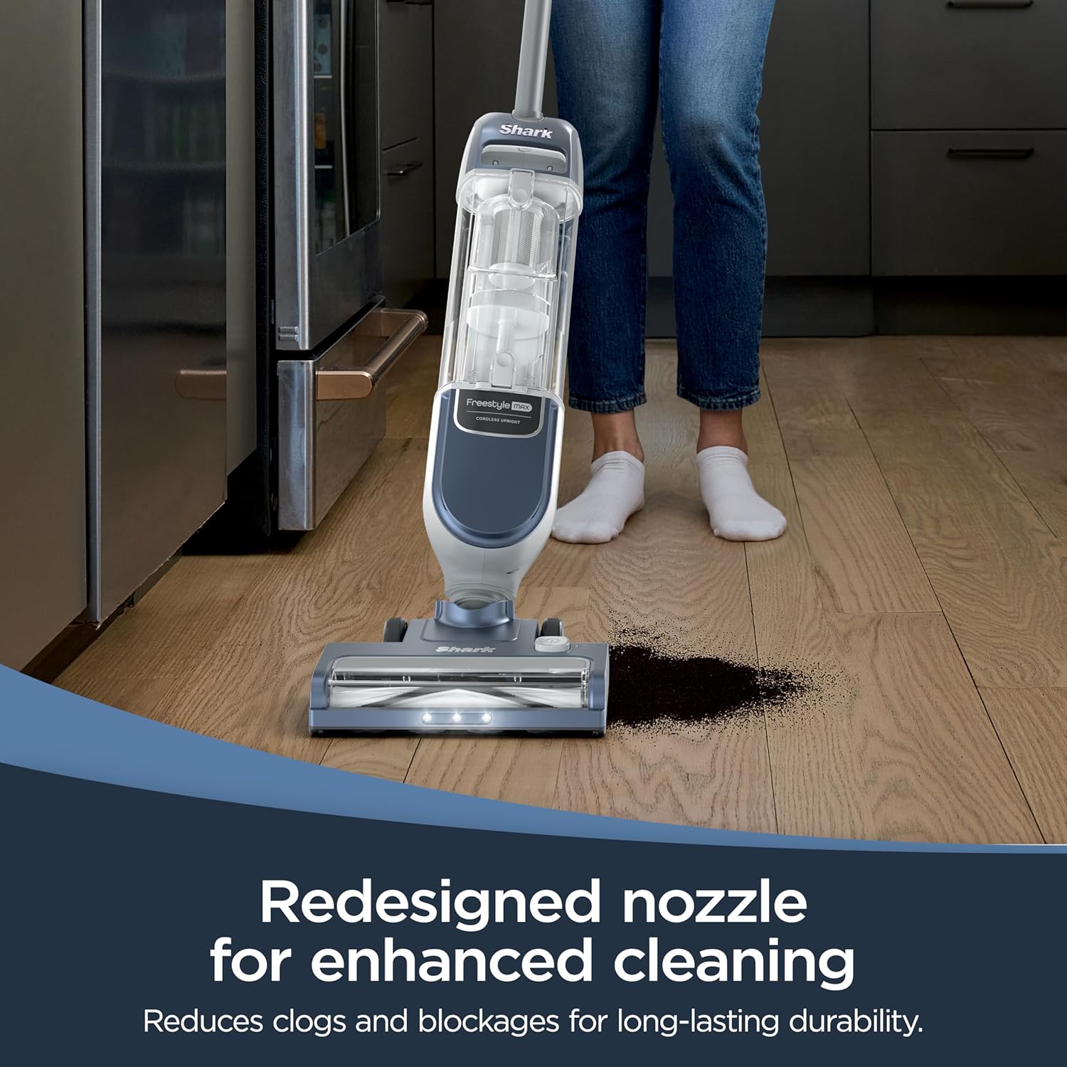 Shark Freestyle Max Cordless Upright Vacuum, Multi-Surface Cleaning, Lightweight, Easy Maintenance, with Large Dust Cup and 2-Speed Brushroll, LED Headlights, Nordic Blue, SV2002