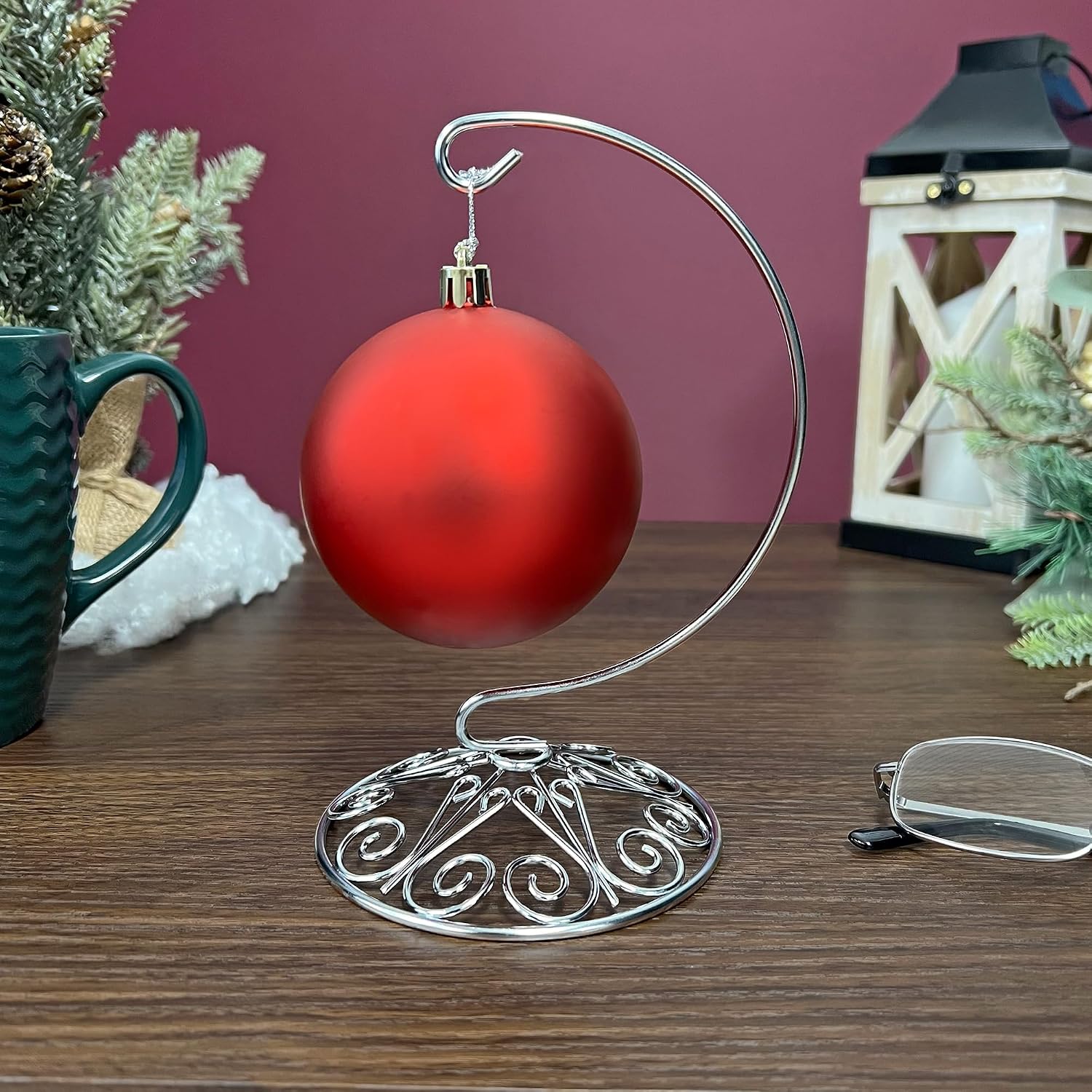 Bard's Ornate Silver Ornament Stand, Small, 6' H x 4' W x 4' D, Pack of 12
