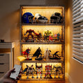 MAGINELS Foldable Display Cabinet, with 2 Color Lights & Infrared Sensing for Collectibles, Curio Cabinet Glass Display Case with Remote Control, Storage Cabinet,Black