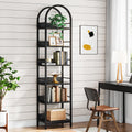 Tribesigns 6-Tier Open Bookshelf, 78.7' Tall Arched Bookcase Narrow Bookshelf with Metal Frame, Freestanding Corner Bookcase Display Shelves for Living Room, Home Office, Black