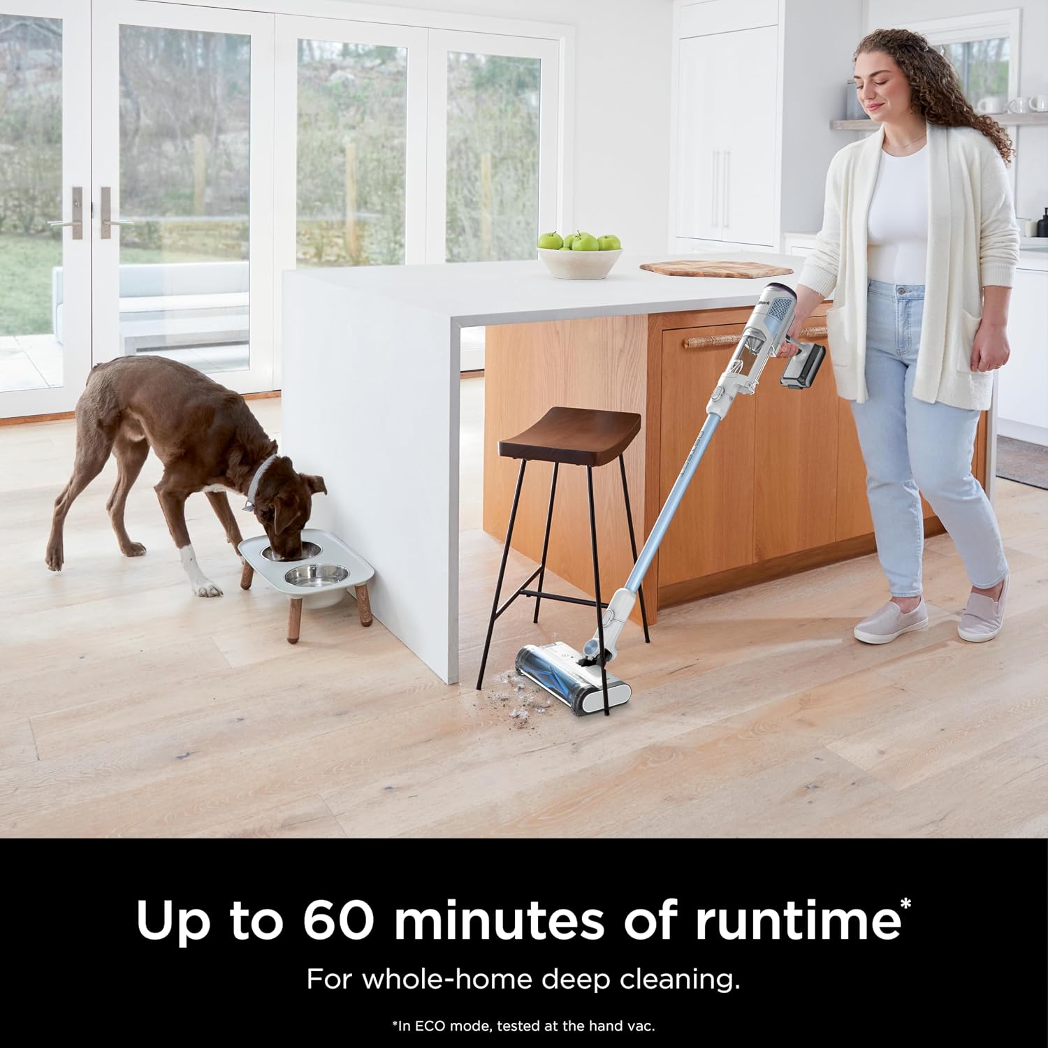 Shark Detect Clean & Empty | Lightweight Cordless Vacuum Cleaner with Auto-Empty System | HEPA Filter, Portable Handheld Attachment, Powerfins Brushroll | Cloudy Blue | IW4624