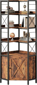 IRONCK Bookshelves 5 Tiers, Corner Bookshelf with Baffles, Bookcase and Bookshelf with Doors, Industrial Display Bookshelves for Living Room, Kitchen