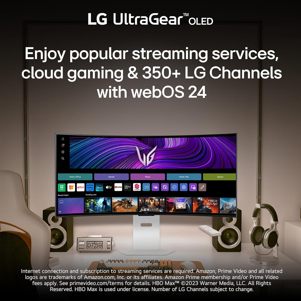 LG 39GX90SA-W 39-inch Ultragear WQHD (3440 x 1440) OLED Curved Gaming Monitor 240Hz, 1ms, NVIDIA G-Sync Compatible, AMD FreeSync Premium, VESA DisplayHDR True Black 400, webOS, USB Type-C, White