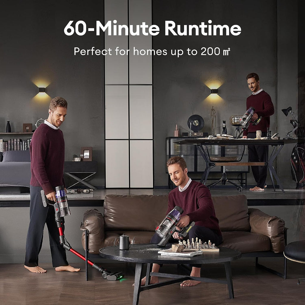Ultenic Cordless Vacuum Cleaner, 600W 55Kpa 60Mins Vacuum Cleaners for Home, with 180°Bendable Wand, Anti-Tangle Brush, Charging Dock, Stick Vacuum Cordless for Pet Hair/Carpet/Floor/Car