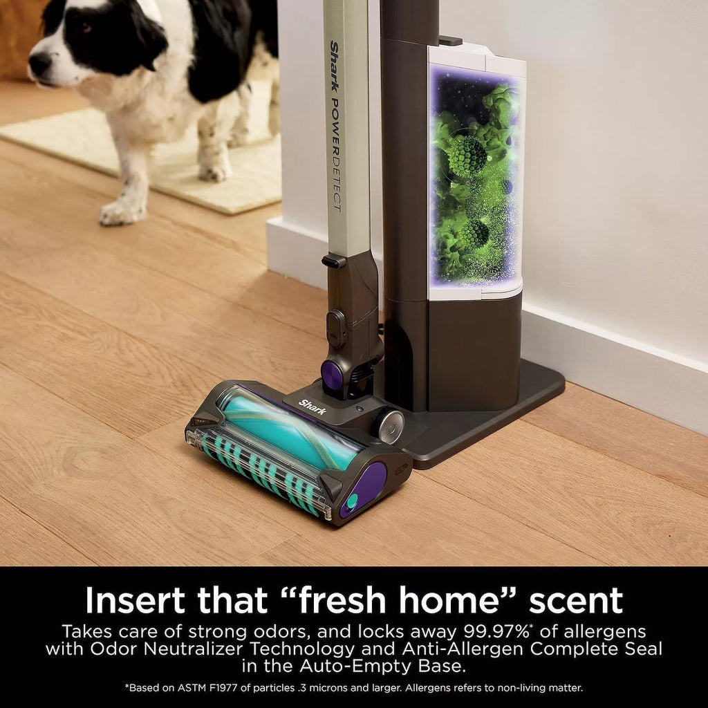 Shark Cordless Vacuum Cleaner with HEPA Filter, PowerDetect Clean & Empty, Powerful Suction, Auto-Empty System, Pet Hair Pickup, Carpets & Hardfloor, Gold (Renewed)