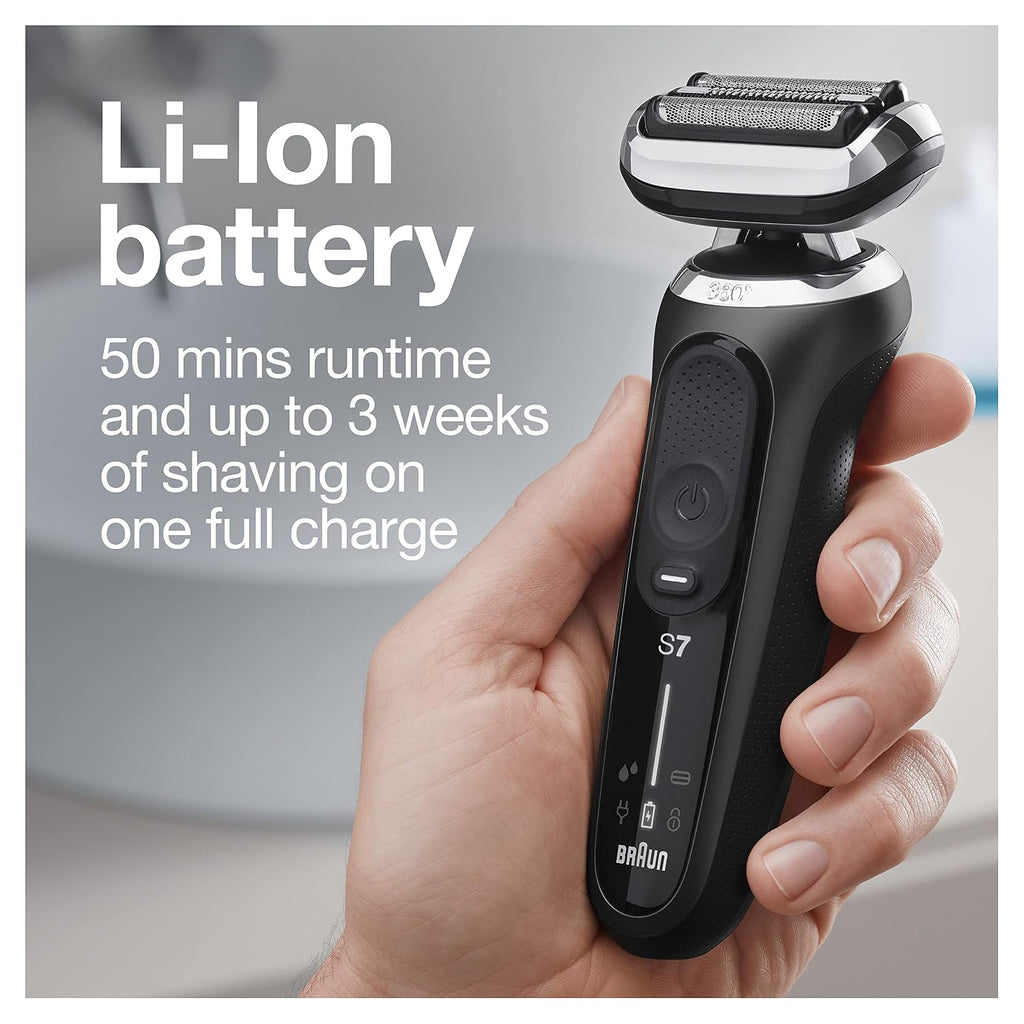 Braun Series 7 7075cc Electric Razor for Men with SmartCare Center, Beard Trimmer, Wet & Dry, Rechargeable, Cordless Foil Shaver, Black