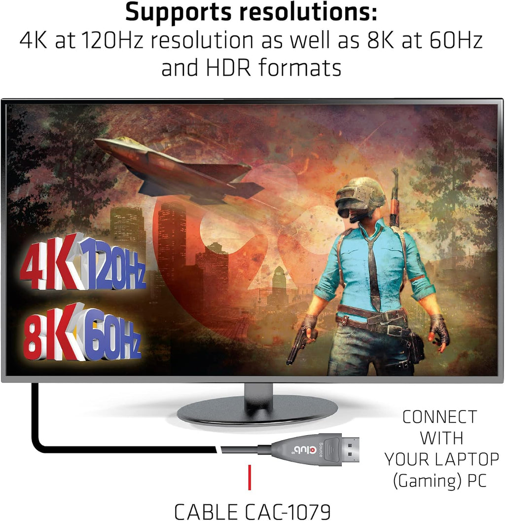 CLUB3D DisplayPort™ 1.4 Active Optical Cable HDR Unidirectional 4K120Hz 8K60Hz Male/Male 20 m