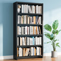 5 Tier Metal Bookshelf, Black 69' Tall Bookcase, Large Heavy Duty Book Shelves, Industrial Wide Book Shelves, Display Storage Shelves for Library Bedroom Living Room Office