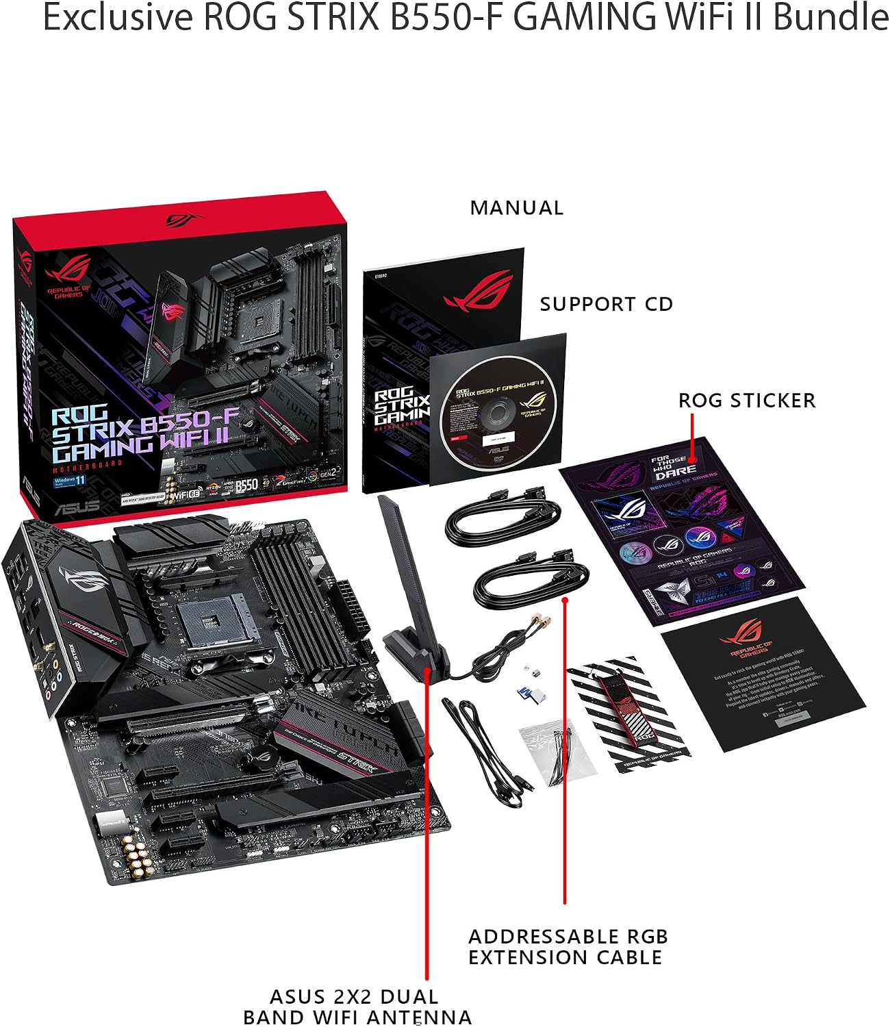 Asus ROG Strix B550-F Gaming WiFi II AMD AM4 (3rd Gen Ryzen) ATX Gaming Motherboard (PCIe 4.0,WiFi 6E, 2.5Gb LAN, BIOS Flashback, HDMI 2.1, Addressable Gen 2 RGB Header and Aura Sync)