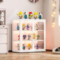 GAIOUS Display Cabinet with Glass Door, 3 Tier Metal Curio Cabinet with LED Lights for Collectibles, 2 Adjustable Shelves, Glass Display Case for Book/Medal/Figure, Showcase Storage Cabinets, White