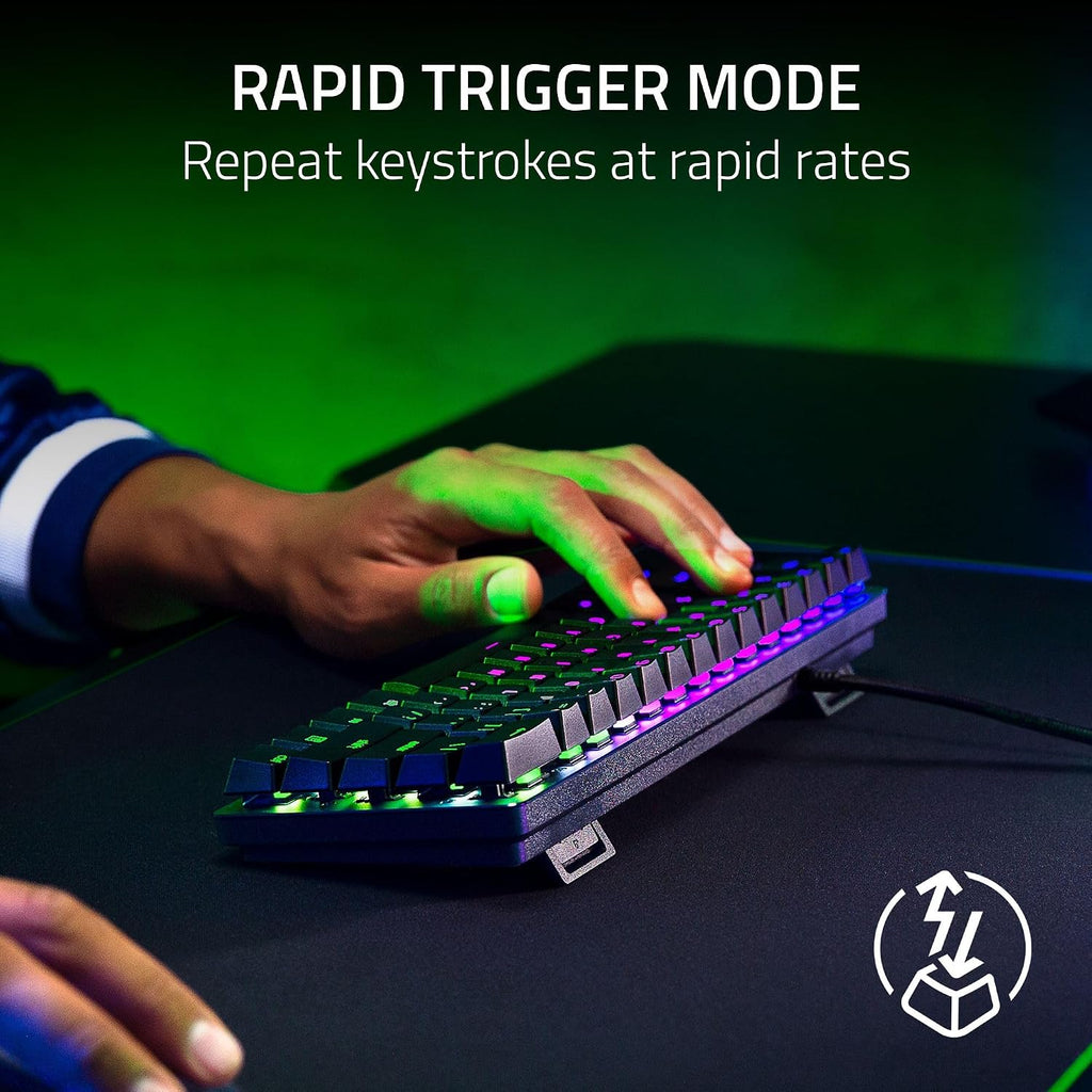 Razer Huntsman Mini 60% Gaming Keyboard: Analog Optical Switches - Rapid Trigger Mode - Chroma RGB Lighting - PBT Keycaps - Onboard Memory - Snap Tap - Classic Black