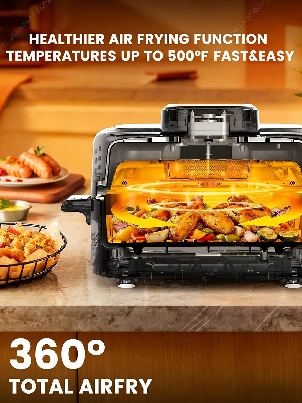 Electactic Smokeless Indoor Grill with Air Fry, Electric Grill with 5 Cooking Modes, 5QT Capacity, Adjustable Time & Temperature, LCD Displays