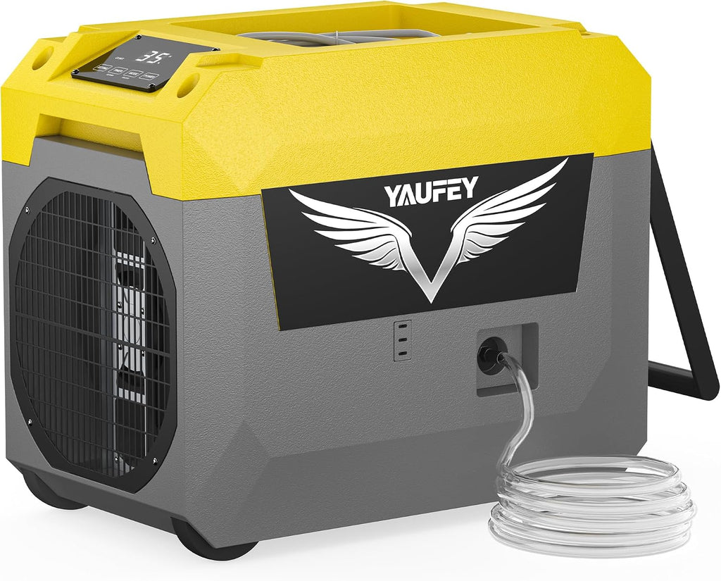 Yaufey 150 Pints Commercial Dehumidifier with Pump for Basement, Crawl Space & Water Damage Restoration，Large Dehumidifier up to 7000 Sq.Ft for Industry - 5-Year Quality Coverage