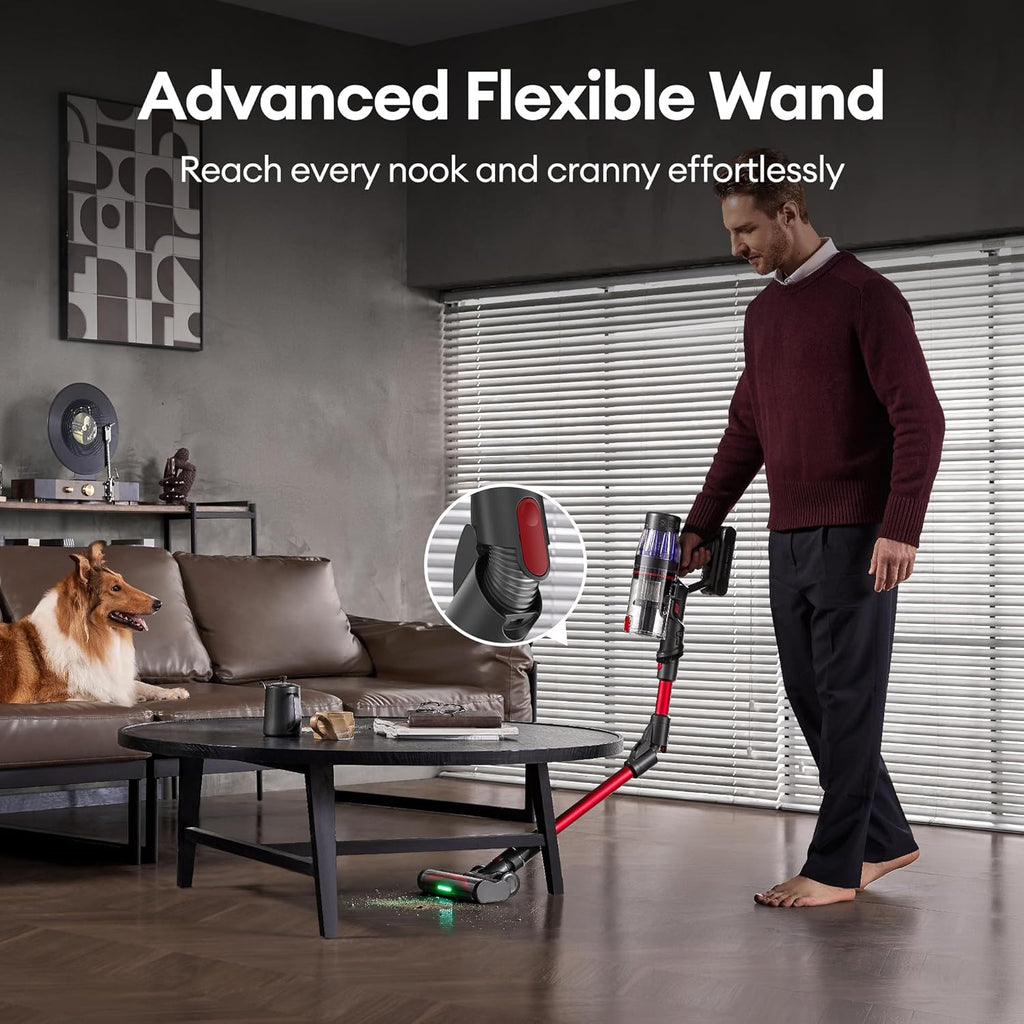 Ultenic Cordless Vacuum Cleaner, 600W 55Kpa 60Mins Vacuum Cleaners for Home, with 180°Bendable Wand, Anti-Tangle Brush, Charging Dock, Stick Vacuum Cordless for Pet Hair/Carpet/Floor/Car