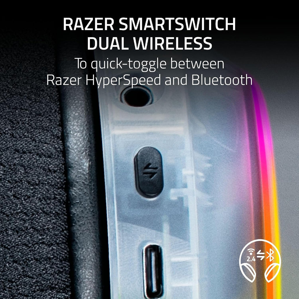Razer Barracuda X Chroma Wireless Gaming Headset: 2.4GHz Wireless & Bluetooth - Lightweight - RGB - 40mm Drivers - Cardioid Mic - 70 Hr Battery - For PC, Mac, PS5, Switch 2, Smartphone - Phantom White