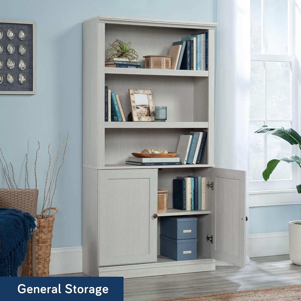 Sauder Miscellaneous Storage 5-Shelf/Book Shelf 2-Door Bookcase, Glacier Oak Finish
