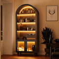 Wildhome Wooden Arched Bookshelf,5-Tier Shelf,Farmhouse Storage Display Cabinet Etagere Bookcase, Large Bookshelf,Tall Open Storage Cabinet for Home Office Living Room&Kitchen(Black-Arched top)