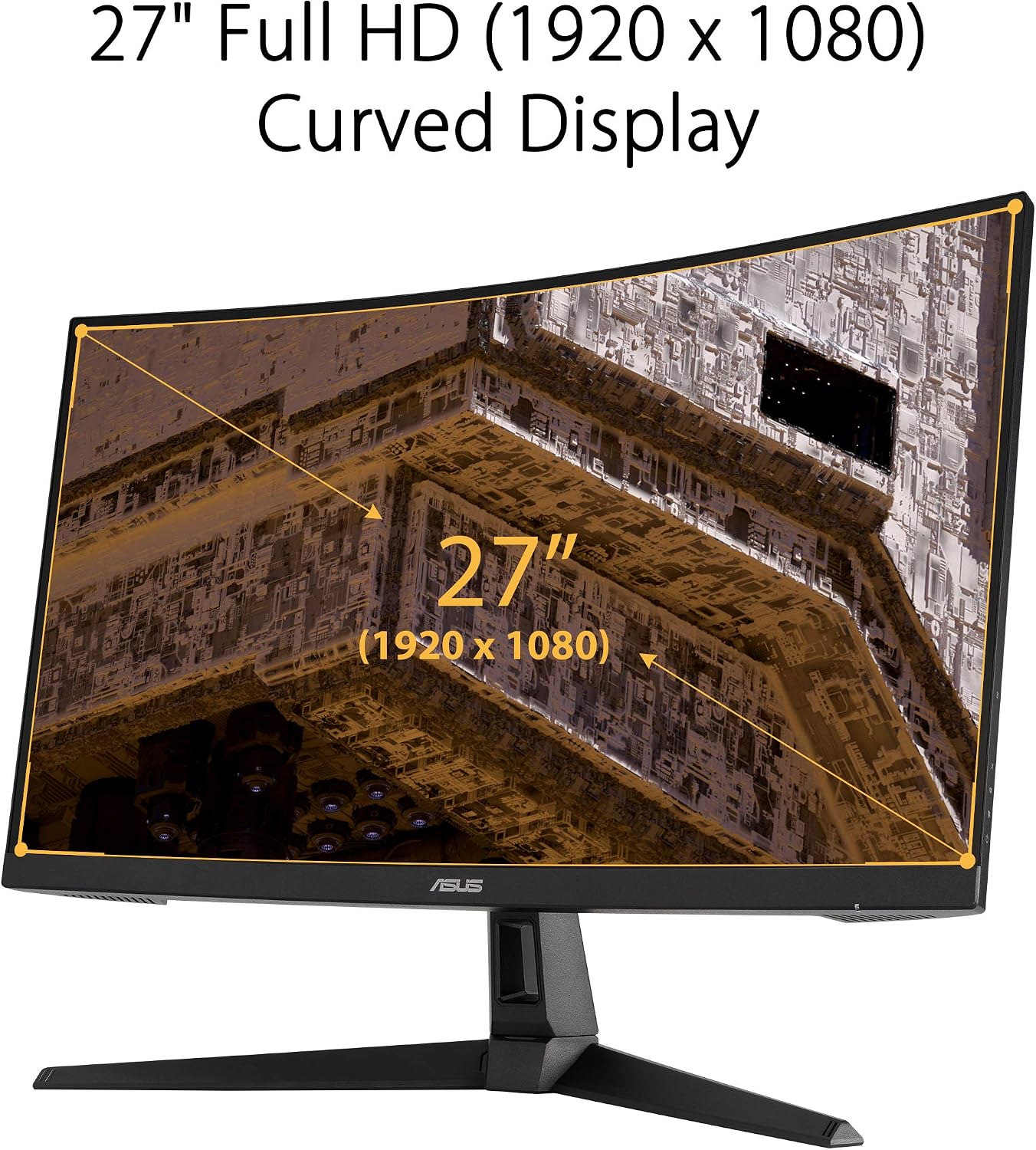 ASUS TUF Gaming VG27VH1B 27' Curved Monitor, 1080P Full HD, 165Hz (Supports 144Hz), Extreme Low Motion Blur, Adaptive-sync, FreeSync Premium, 1ms, Eye Care, HDMI D-Sub, Black