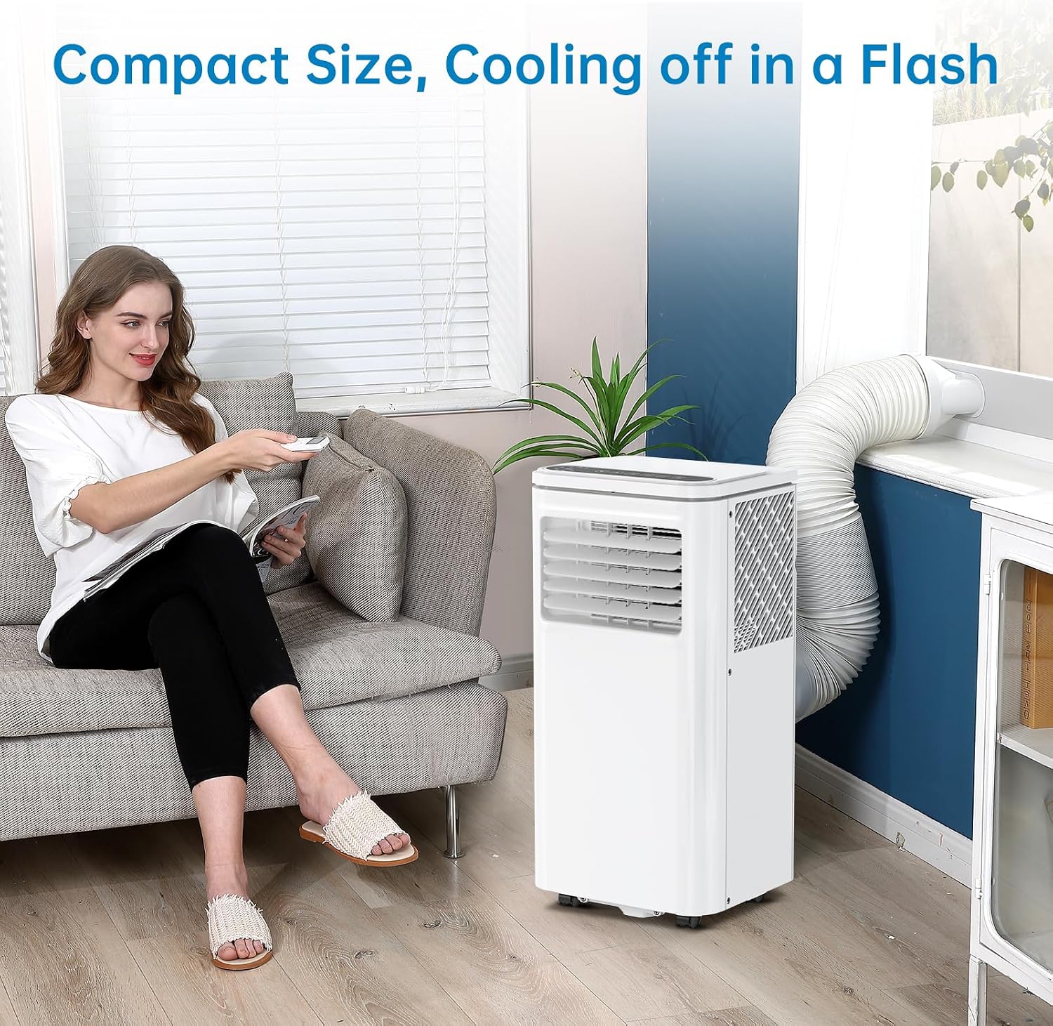 10,000 BTU Portable Air Conditioners, 3-in-1 ModesUp to 450 Sq.Ft.,LED Display, Remote Control, 24H Timer, Quiet Floor AC with Window Installation Kit,for Bedroom.