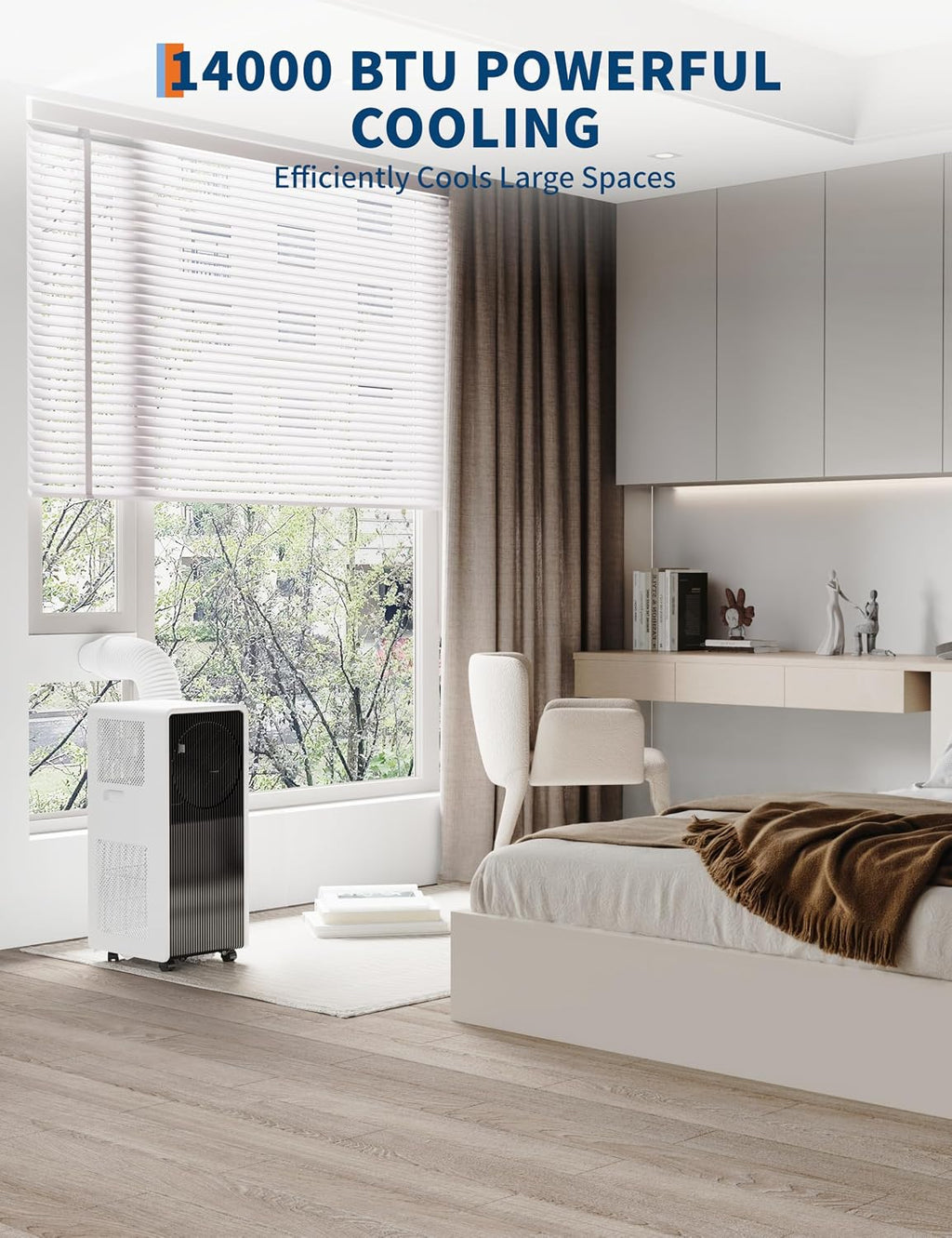 Garvee 14,000 BTU Portable Air Conditioners, Quiet Air Conditioner Up to 750 Sq.Ft, 3 in-1 AC Unit with Cool, Dehumidifier, Fan, 24H Timer, for Bedroom, living room, Black+White