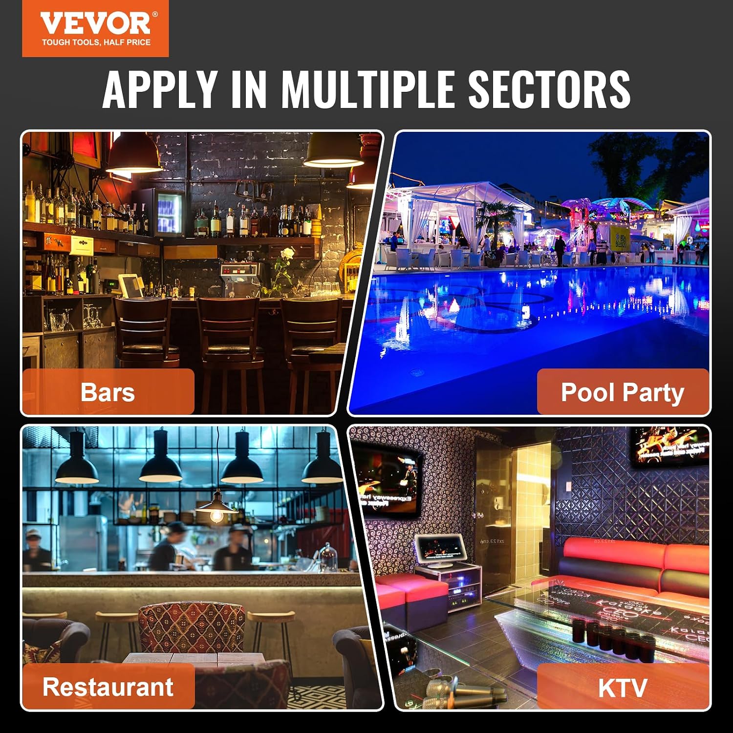 VEVOR LED Lighted Liquor Bottle Display, 2 Tiers 72 Inch Commercial Illuminated Home Bar Shelf, 2 Steps Whiskey Rack Stand, Acrylic Drink Shelves with RF Remote & App Control, and Multicolor Light