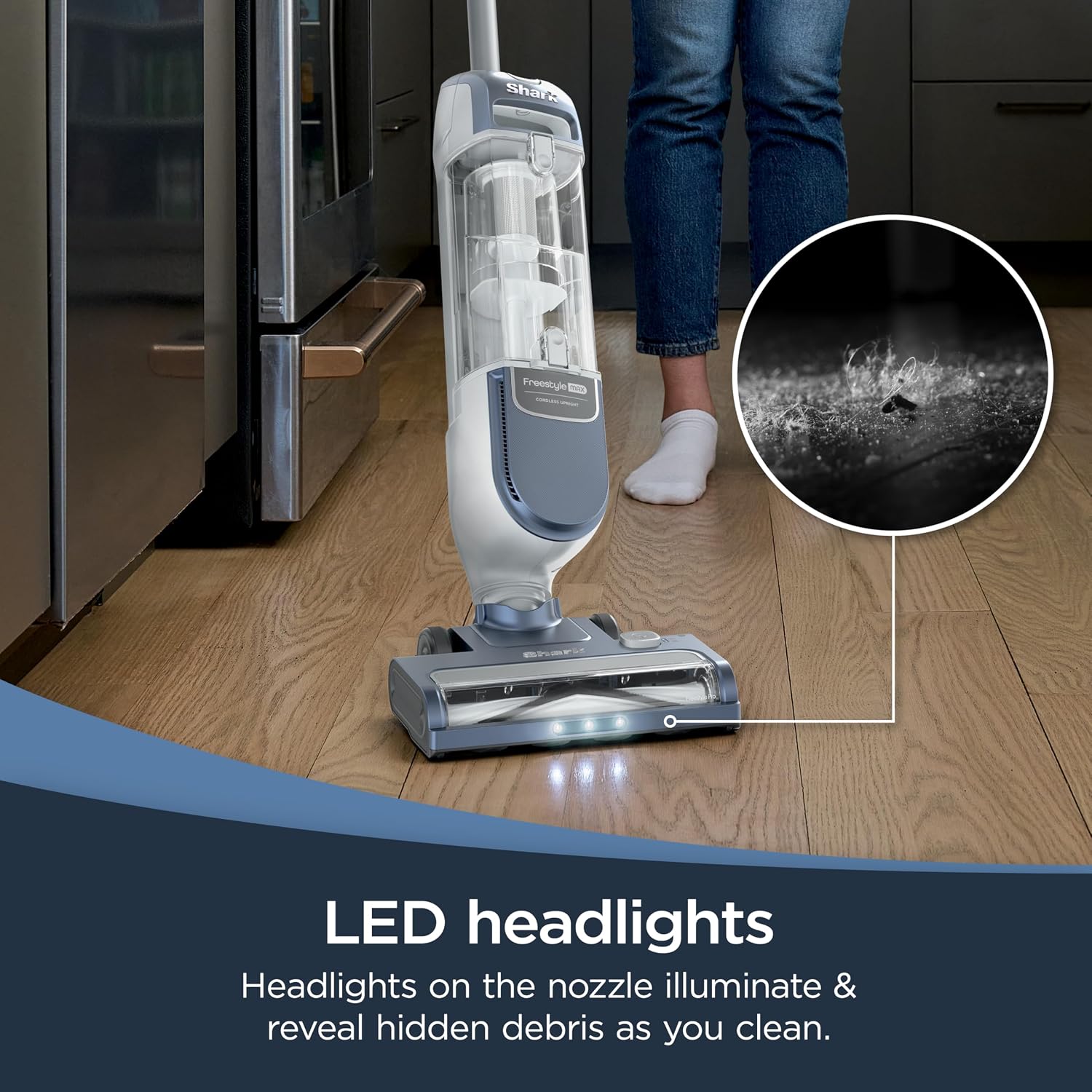 Shark Freestyle Max Cordless Upright Vacuum, Multi-Surface Cleaning, Lightweight, Easy Maintenance, with Large Dust Cup and 2-Speed Brushroll, LED Headlights, Nordic Blue, SV2002