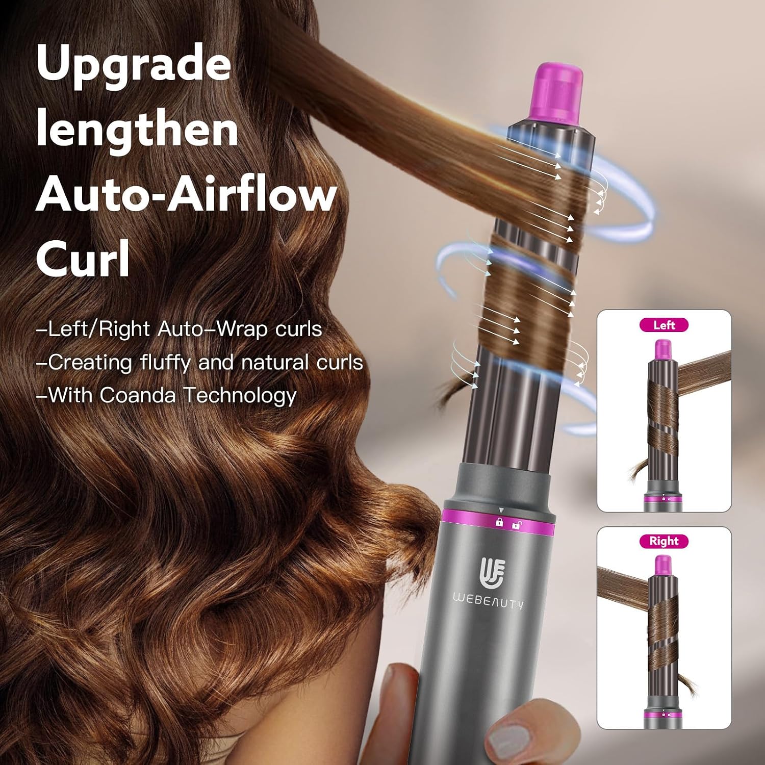 Hair Dryer Brush, webeauty 5 in 1 One Step Professional Hot Air Brush Set for Fast Drying, Curling Drying, Straightening Combing, Hair Styler [Ceramic Coating] [Negative Ion] 110000 RPM (Red)