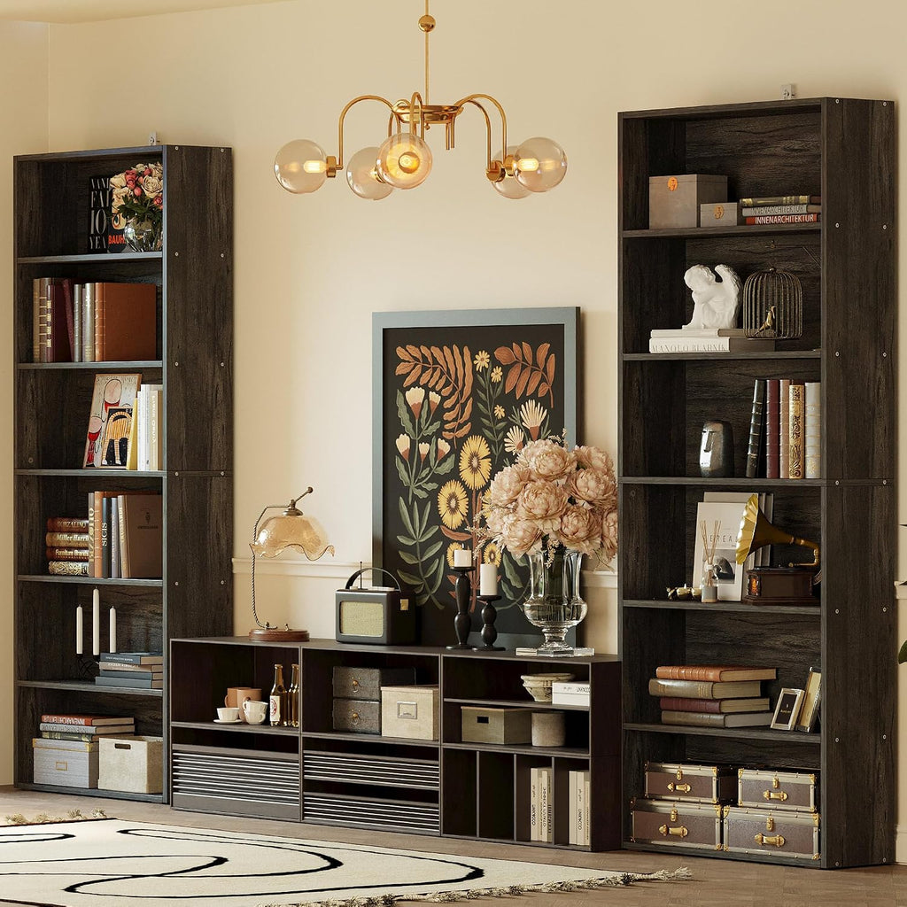 IRONCK Bookshelves and Bookcases Set of 2 Floor Standing 6 Tiers Display Storage Shelves 70 in Tall Bookcase Home Decor Furniture for Home Office, Living Room, Bed Room