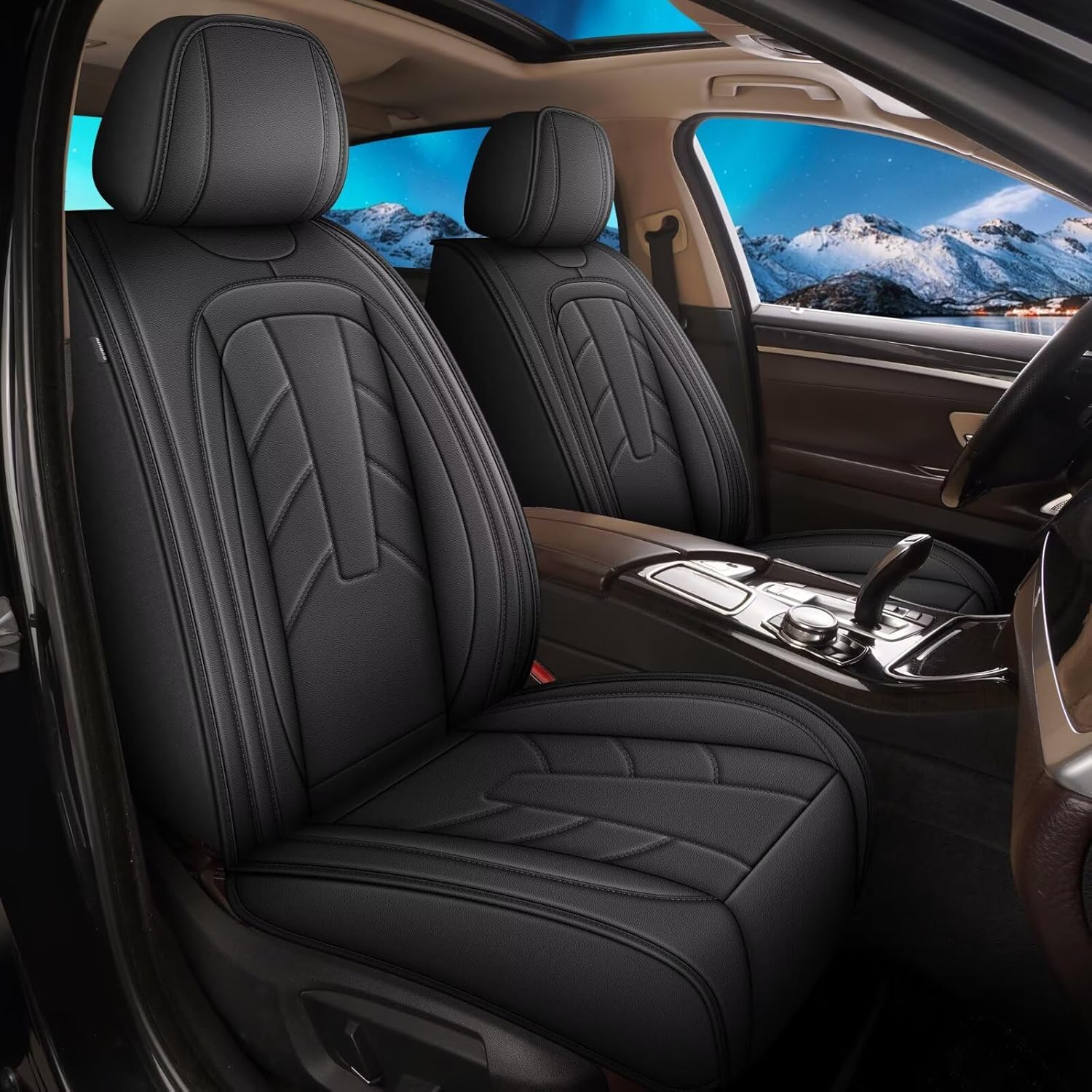 IKABEVEM 2PCS Front Leather Car Seat Covers Fit for Honda Insight 2010-2026 Waterproof and Anti Staining Auto Protector Car Seat Covers (Black)