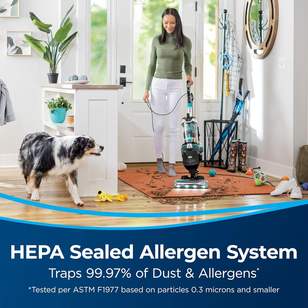 Bissell MultiClean Allergen Rewind Pet Vacuum with HEPA Filter Sealed System, Automatic Cord Rewind, Tangle-Free Brush Roll, & LED Headlights, 3405