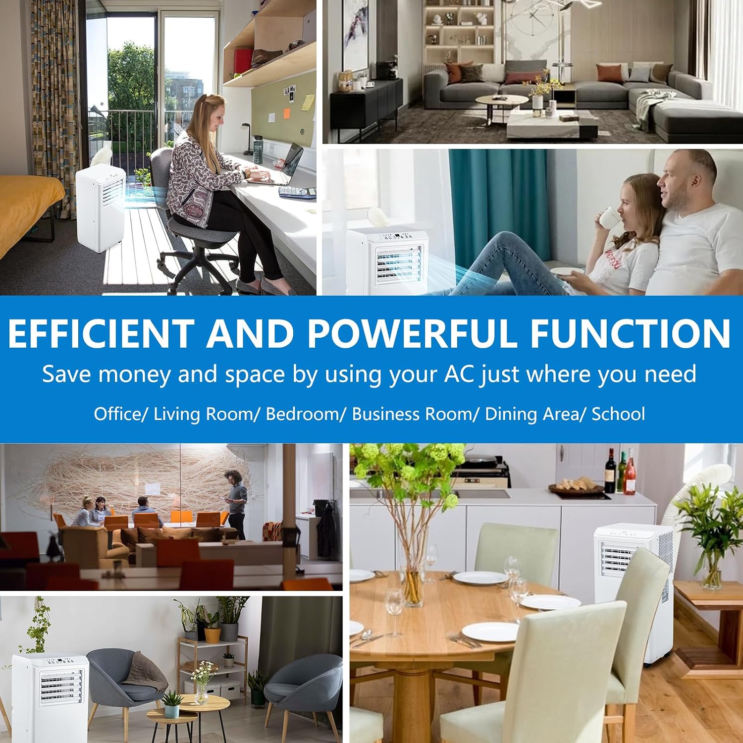 Portable Air Conditioner 3 in 1 with Remote Cool, KOKEBREN 10000 BTU(ASHRAE) / 6500 BTU (SACC), Dehumidifier & Fan Modes For Home Up To 450 Sq.Ft, Installation Kit For Room, Office, Dorm, Bedroom