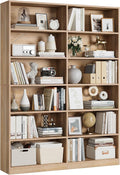 FACBOTALL Bookshelf and Bookcase, 6-Tier Double Wide Bookshelves,Freestanding Display Storage Shelves, Tall Bookcases for Home Decor Bedroom, Living Room, Home Office, Light Oak