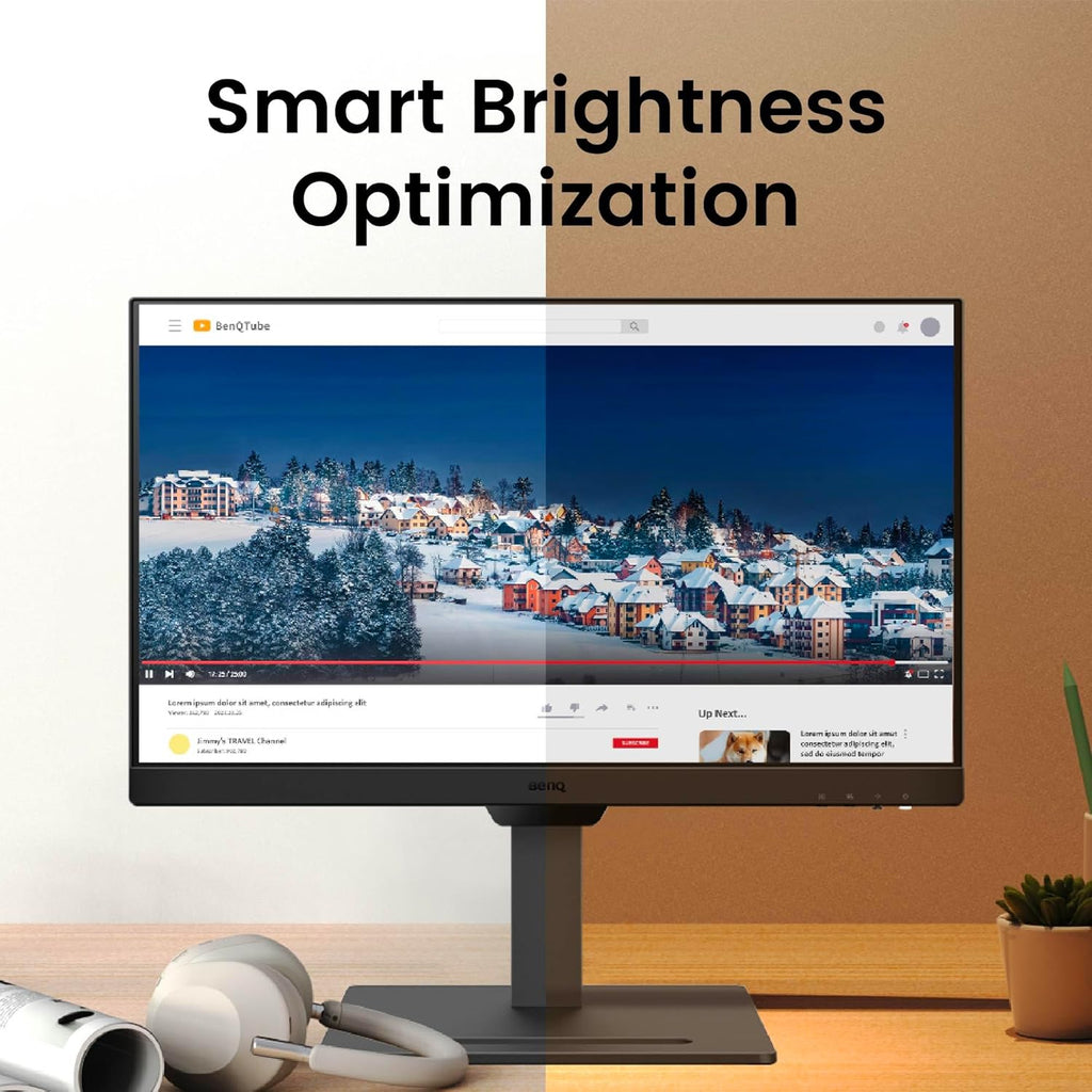 BenQ GW2490T Computer Monitor 24' 100Hz FHD 1920x1080p | IPS | Eye-Care Tech | Low Blue Light | Anti-Glare | Adaptive Brightness | Height and Tilt Adjustable | Built-in Speakers | DisplayPort | HDMI