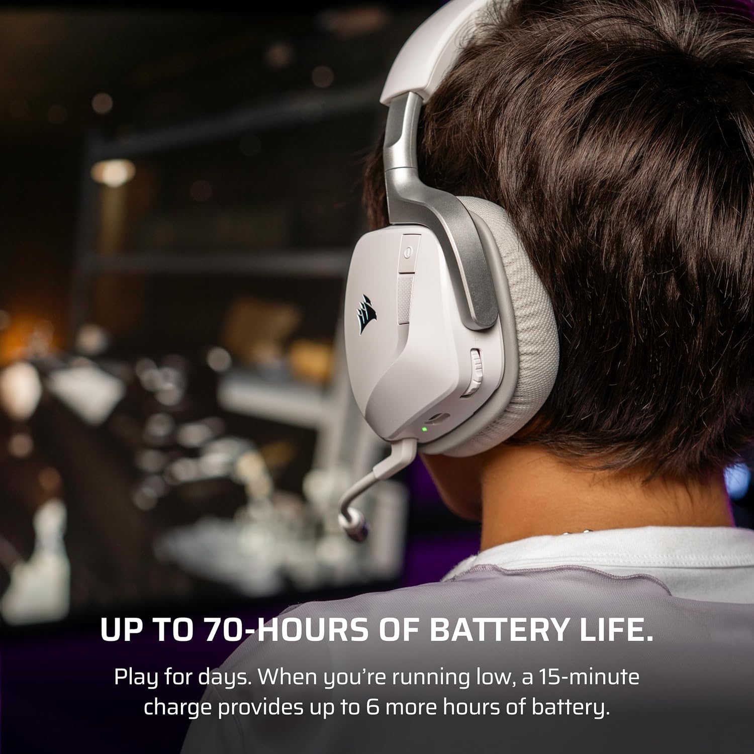 Corsair Void v2 Wireless Gaming Headset with Bluetooth for PC, PS5, PS4, Switch, Mobile – Dolby Atmos, 70 Hr Battery, Dual Wireless, Lightweight, Fast Charging – White