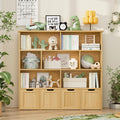 FINETONES Toy Storage Organizer, Kids Bookshelf with 4 Movable Chests and 7 Storage Cubes, Toy Chest Storage Shelf Organizer with Hidden Wheels, Toy Organizers and Toy Storage, Natural