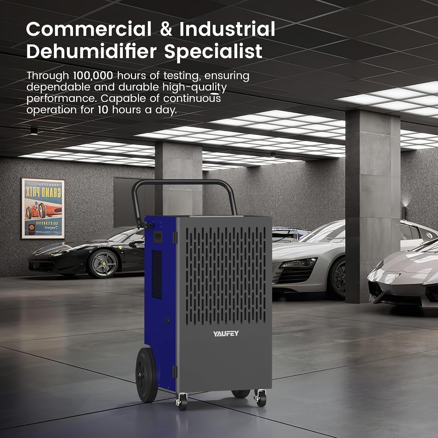 Yaufey 155 Pints Commercial Dehumidifier with Pump, for Basement up to 8000 Sq. Ft, Large Capacity Industrial Dehumidifier for Large Room with Intelligent Humidity Control