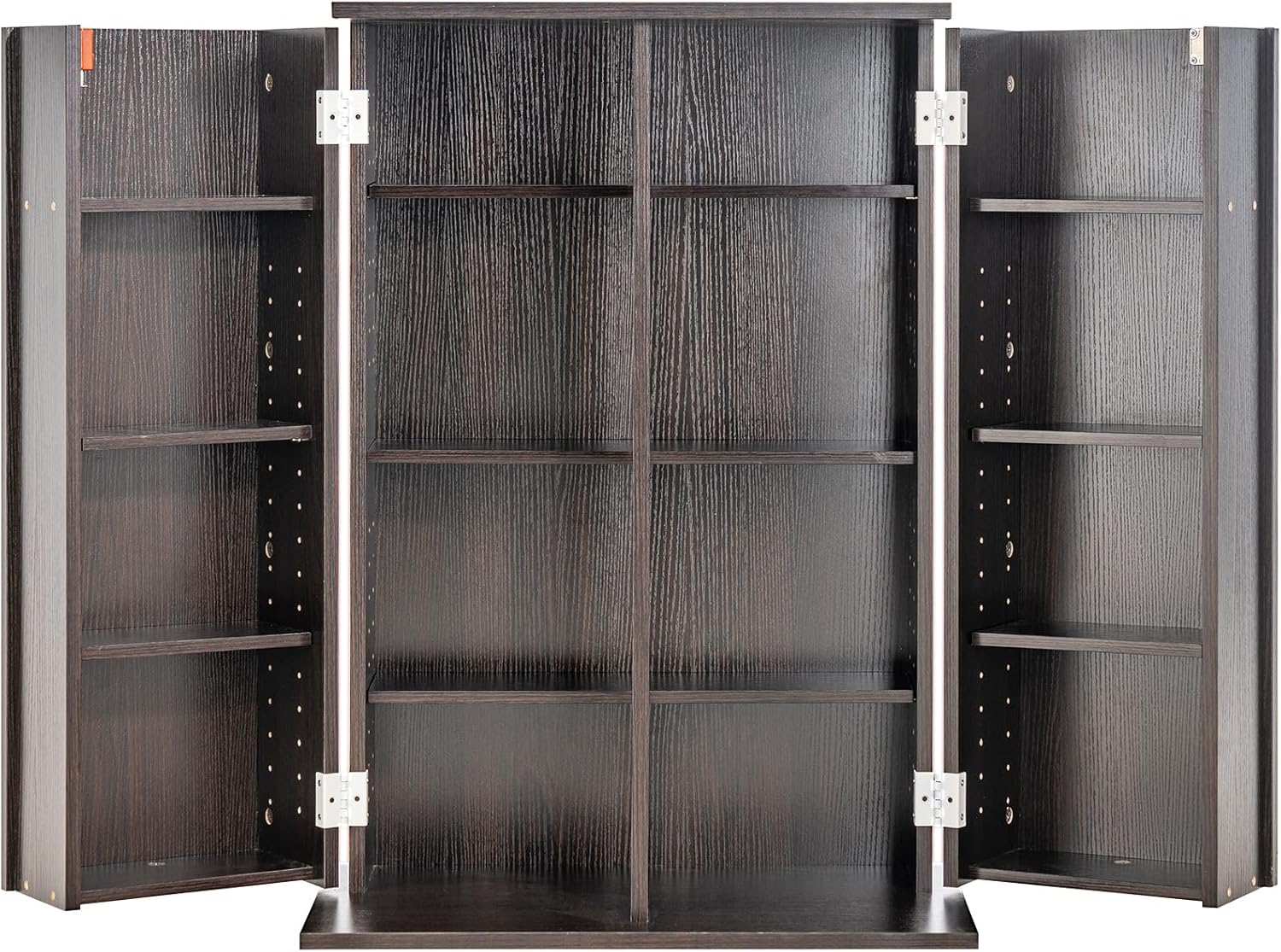 VEVOR Media Storage Cabinet, DVD Cabinet with Doors and Shelves, CD Storage, Adjustable DVD Shelf, Protects & Organizes Music, Movie, Video Games or Collections-Espresso