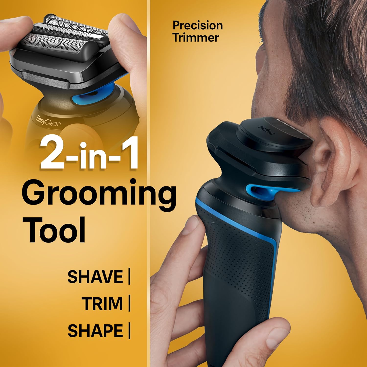 Braun Electric Shaver for Men, Series 5 5118s, Waterproof, Wet & Dry Shave, Turbo Shaving Mode, Foil Shaver with Precision Trimmer, Battery Powered, 50 Minute Battery Runtime (Pack of 2)