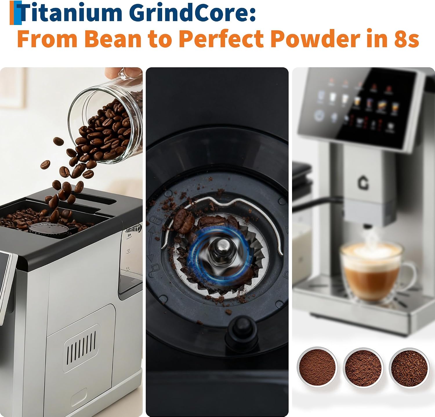 3rd-Gen Espresso Coffee Maker with Milk Frother - Removable Brewer/Grinder, Adjustable Coarseness/Flavor, 3-Level Coffee/Milk Volume, Detachable Milk Tank for Home Baristas, Silver Spray Paint