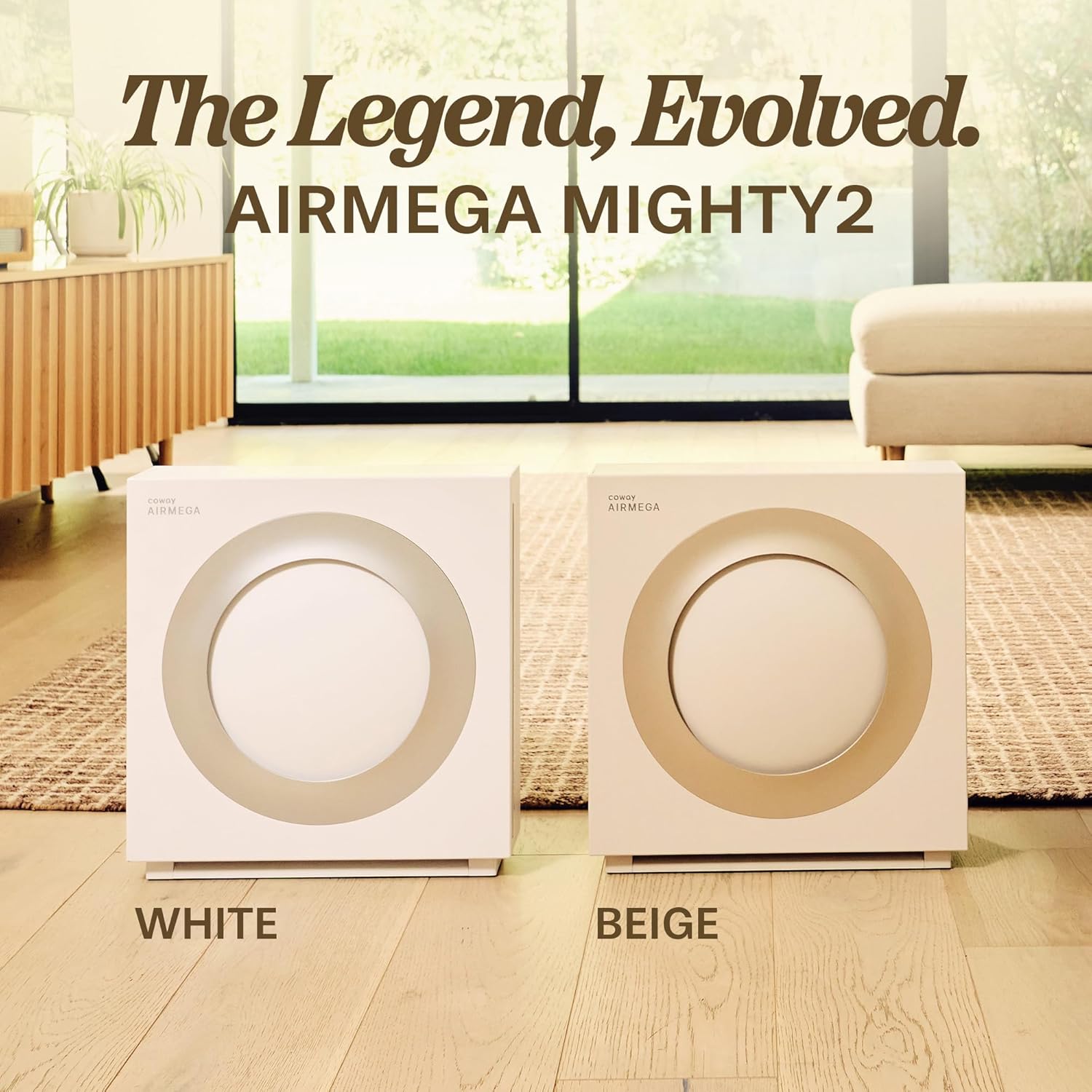 COWAY Airmega Mighty2 Air Purifier, Next Gen of AP-1512HH, for Large Room & Home Cleans up to 1,800 ft², IEST certified HEPA and Active Carbon for Allergies, Smoke, Dust, Pets & Mold, AP-1512N(BG)