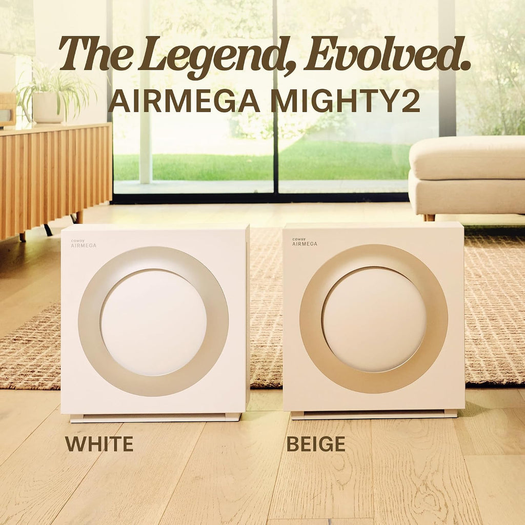 COWAY Airmega Mighty2 Air Purifier, Next Gen of AP-1512HH, for Large Room & Home Cleans up to 1,800 ft², IEST certified HEPA and Active Carbon for Allergies, Smoke, Dust, Pets & Mold, AP-1512N(W)
