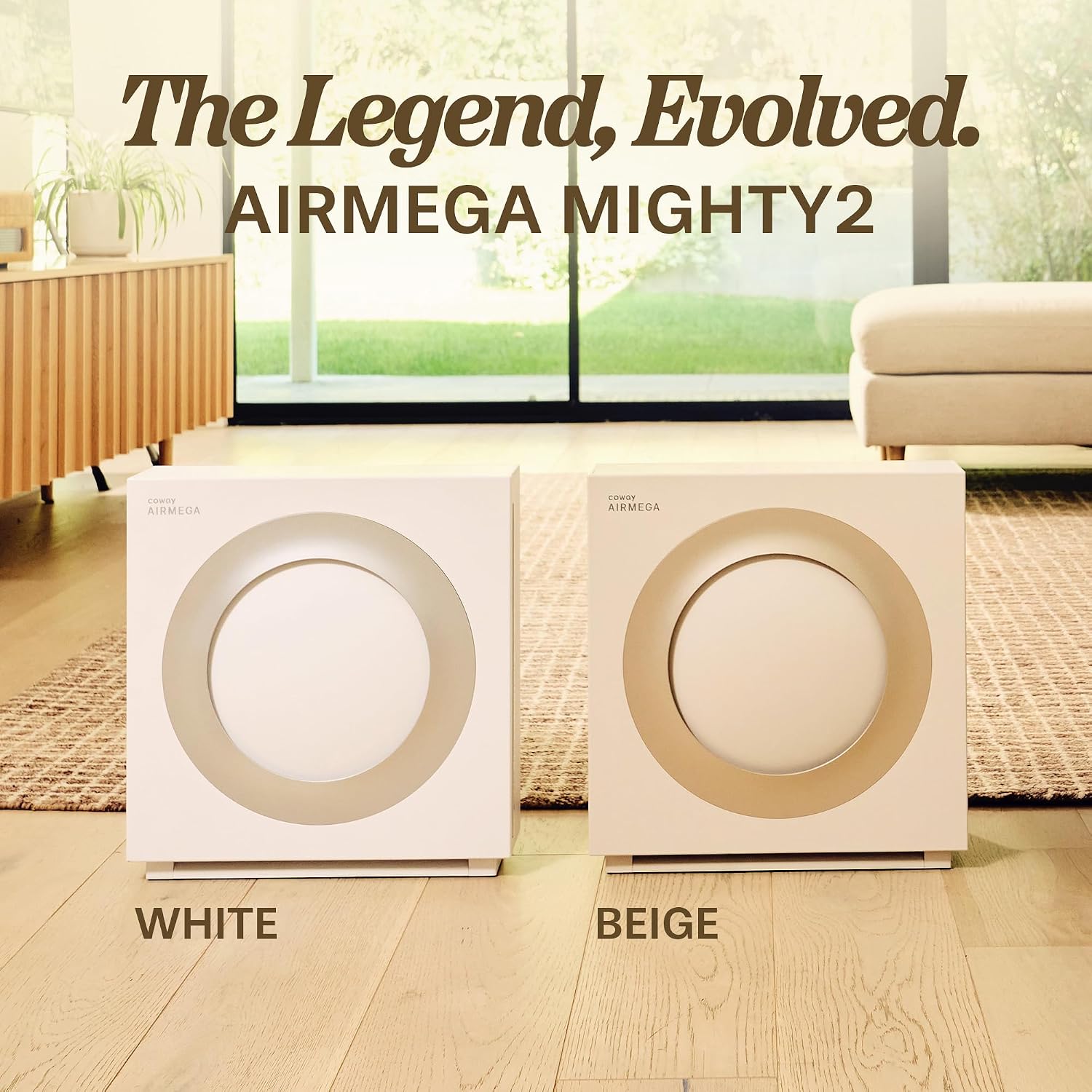 COWAY Airmega Mighty2 Air Purifier, Next Gen of AP-1512HH, for Large Room & Home Cleans up to 1,800 ft², IEST certified HEPA and Active Carbon for Allergies, Smoke, Dust, Pets & Mold, AP-1512N(W)