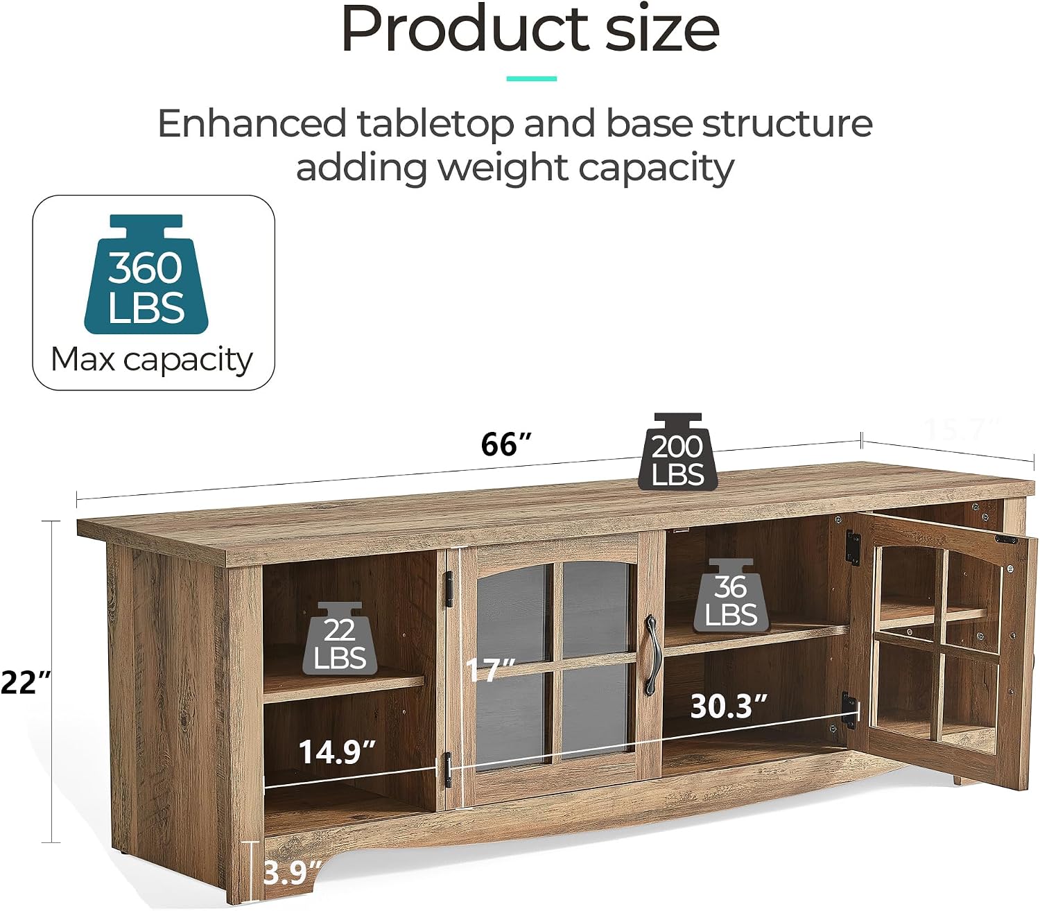 LINSY HOME TV Stand for 75 Inch TV, Modern Farmhouse Entertainment Center with Storage Cabinets and Glass Doors, Tall Media Console Table for Living Room, Bedroom, Large Long Television Stand, Brown