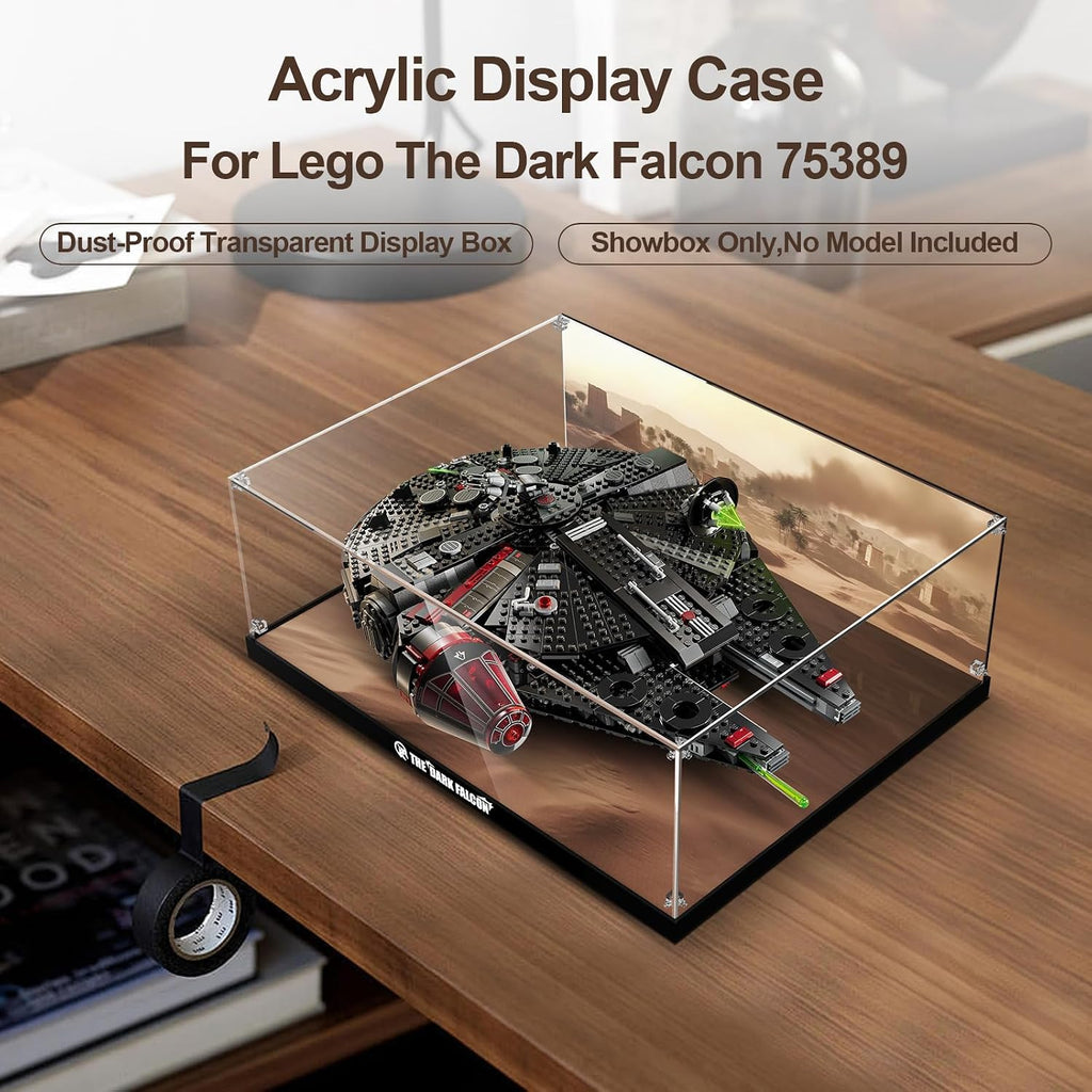 Acrylic Display Case for Lego Star Wars Dark Millennium Falcon 25th Anniversary Buildable Starship Model, Dustproof Clear Display Box Compatible with Lego 75389 (No Models, Only Box)