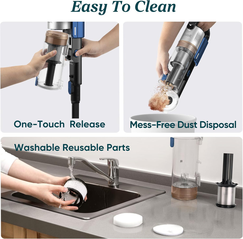 LEVOIT Cordless Vacuum Cleaner with HEPA Filter, Stick Vac with Tangle-Resistant Design, Up to 60 Mins, Powerful Suction, Lightweight, Mini Motorized Brush, for Carpet, Hard Floor, Pet Hair, LVAC-300