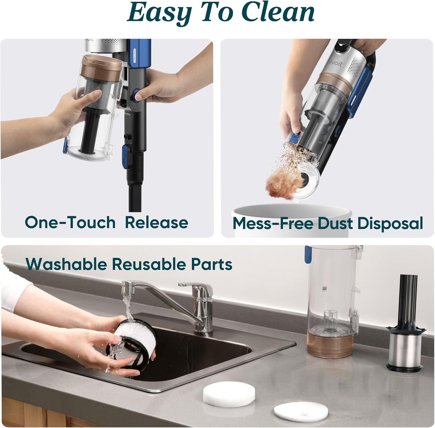 LEVOIT Cordless Vacuum Cleaner with HEPA Filter, Stick Vac with Tangle-Resistant Design, Up to 60 Mins, Powerful Suction, Lightweight, Mini Motorized Brush, for Carpet, Hard Floor, Pet Hair, LVAC-300