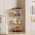 FANYUSHOW 3-Shelf Glass Display Cabinet with Door, Upgraded Quick-Install Style Curio Cabinets 5mm Tempered Glass Floor Standing Bookshelf for Bedroom, Living Room 49.1'x 16.7'x 14.3' Black